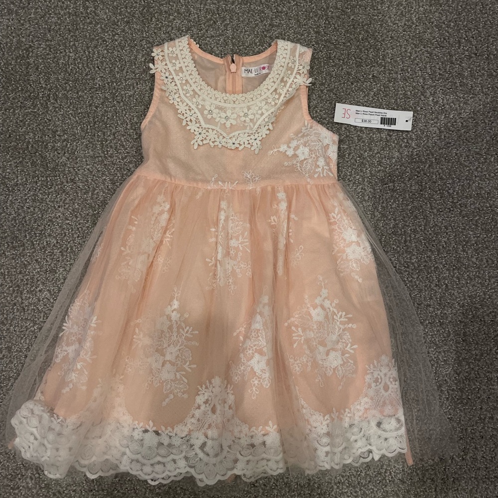 Mae Li Rose “Peach Pearl Neckline Dress”